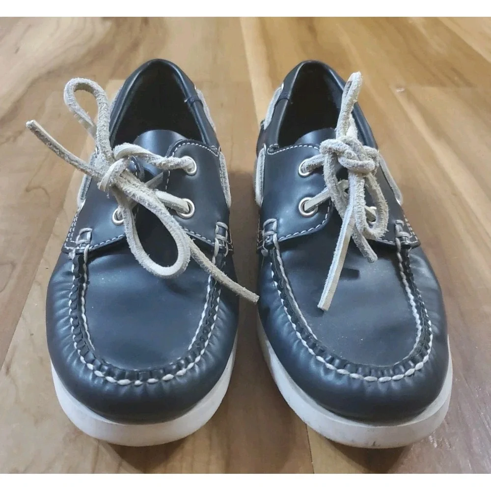Brooks Brothers Boat Shoes Casual Navy Leather Preppy Little Boys US Size 1